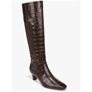 Franco Sarto Women's Andria High Shaft Boot Brown Croc Leather sz 9 M